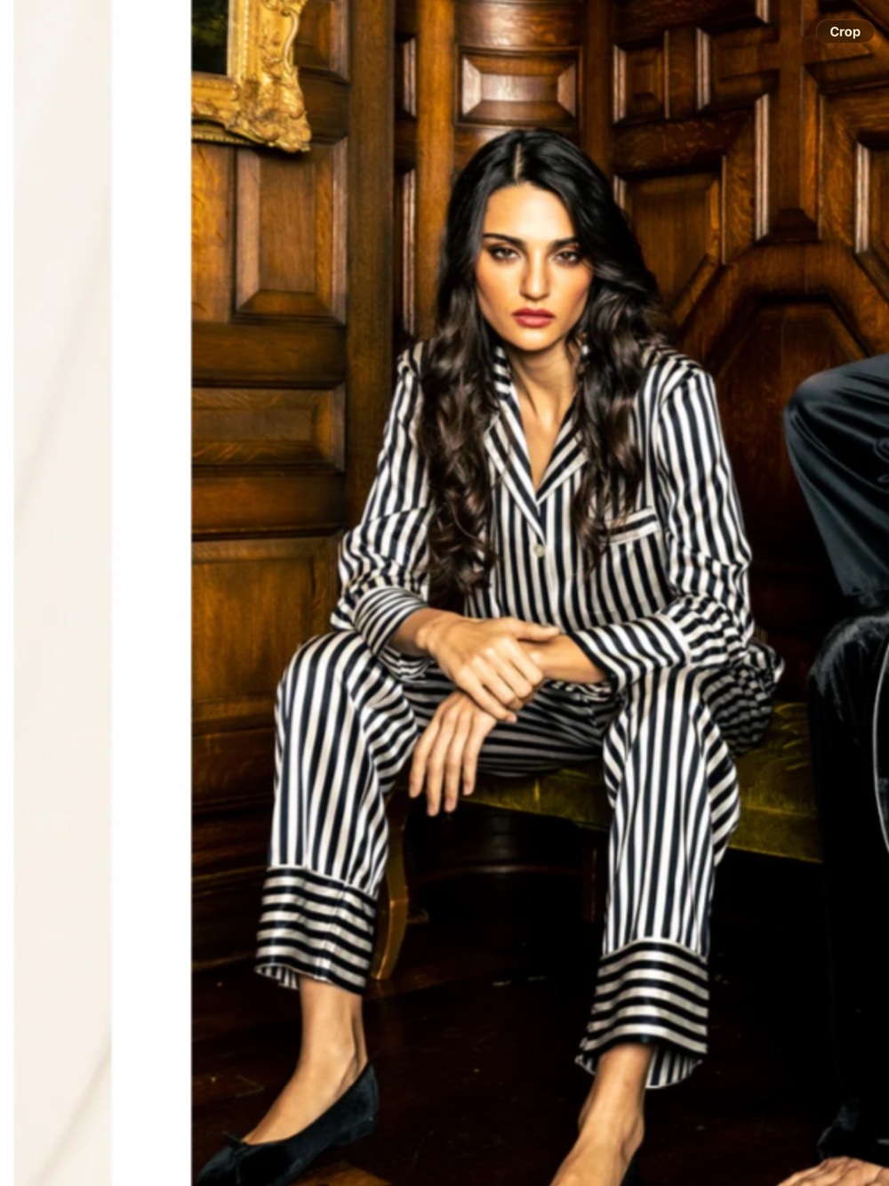 Petite plume silk Black and White Vertical Stripe Pajama Set size S NWT